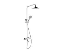 Kitchen Faucet thermostatic shower mixer Bathroom Thermostatic Mixer Shower Valve Bathroom Exposed Twin Head Valve Set 3-Function Handheld Shower Square Shower Mixer Shower System White