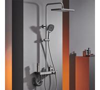 Kitchen Faucet Thermostatic Shower Mixer Set, Light Luxury, 30x20cm Square Piano Keys Shower System, LED Digital Display, Hydroelectric Power, 3 Modes Hand Shower, with Bathtub Faucet, Spray