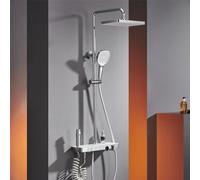 Kitchen Faucet Thermostatic Shower Mixer Set, Light Luxury, 30x20cm Square Piano Keys Shower System, LED Digital Display, Hydroelectric Power, 3 Modes Hand Shower, with Bathtub Faucet, Spray