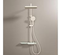 Kitchen Faucet Thermostatic Shower System, 12 Inch Square Shower Faucet Set, Upgraded Ambient Lighting, Digital Display, Piano Keys Shower Head Set with 5 Modes Handheld and Waterfall Bathtub Faucet