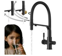 Kitchen Faucet Three Way Water Filter Tap For Kitchen Black Granitan Malta 1 Piece