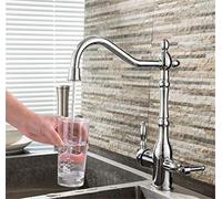 Kitchen Faucet Torneira Cozinha 360 Degree Rotation Three Way Tap for Water Purification Crane for Kitchen Deck Mounted Drinking Water Filter Faucets,Golden LWX