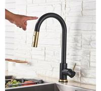 Kitchen Faucet,Touch Kitchen Faucet Brushed Gold Pull Out Sensor Faucets Black/Nickel 360 Degree Rotation 2 Outlet Water Mixer Taps Brushed Nickel Sense Household faucets