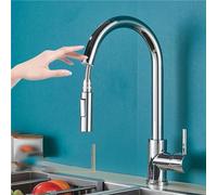 Kitchen Faucet,Touch Kitchen Faucet Brushed Gold Pull Out Sensor Faucets Black/Nickel 360 Degree Rotation 2 Outlet Water Mixer Taps Brushed Nickel Sense Household faucets
