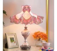 Kitchen Faucet Traditional Desk Lamp Victorian Style Handmade Deep Pink Fabric Lampshade Antique Carved Base Side Light,Chandelier