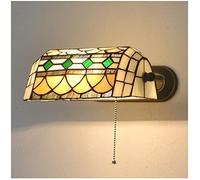 Kitchen Faucet Traditional Indoor Wall Light, Rustic Style Bedroom Bedside Reading Lamps with Pull Cord 8.7 Inch Stained Glass Lampshade for Loft Living Room Study, E27 MAX 60W,Ye