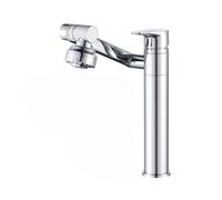 Kitchen Faucet, Triple 360 Degree Bathroom Faucet, Deck Mounted Hot and Cold Water Mixer Aerator Black/Grey/Chrome/Gold/White Tap Tapware(Chrome High)