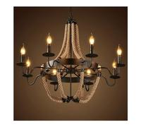Kitchen Faucet V-intage Industrial Hemp Rope Pendant Light, Rustic Farmhouse Hanging Lamp, Ceiling Lighting Fixture Compatible with Kitchen Island Living Room Restaurant (Size : 8-Lights),Led