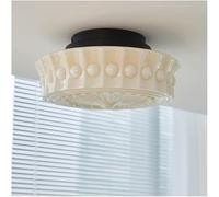 Kitchen Faucet V-intage Schoolhouse Lighting Opal Ceiling Light 13.7" Antique White Milk Glass Shade Traditional Drum Semi Flush Mount Lamp,Led Chandelier Lights