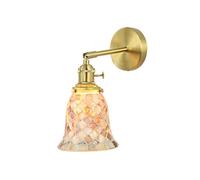 Kitchen Faucet Vintage Industrial Brass Colorful Glass Shade Light Fixtures Full Copper Body Wall Lamp for Bedroom Living Room Hallway