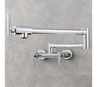 Kitchen Faucet Wall Mount, Kitchen Sink Faucets Brass Folding Hot and Cold Swivel Kitchen Sink Faucet-Black(Black)