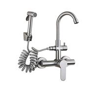Kitchen Faucet Wall-Mounted Concealed Type 304 Stainless Steel hot and Cold Sink Spray Single Lever Laundry Pool Universal Rotating