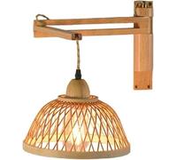 Kitchen Faucet Wall Swing Arm Light Fixture Boho Wooden Bracket E27 Base Indoor Lamp for Bedroom Living Room