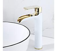 kitchen faucet Waterfall Faucet Compatible with Bathroom Sink, Hot and Cold Water Mixer Tap, Brass Bathroom Vanity Faucet, Single Handle Bathroom Faucet White Gold, High ，Faucet kitchen taps for sink