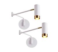 Kitchen Faucet White/Black Swing Arm Wall, 350° Rotating Beside Reading Wall Lamp with On/Off, Flexible Adjustable Wall Mount Headboard Reading Spotlight, 1 Pack/2 Pack(White Color,2 p