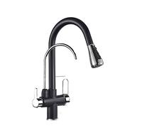 Kitchen Faucet with Black and Gold Filtered Design 3Way Water Sprayer Hot & Cold Water Stylish and Functional Sink Tap for Modern Kitchens (Black Chrome)