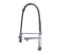 Kitchen Faucet with Dual Function Pull-Down Sprayhead, 360°Rotation Sink, Brass Single-Handle Hot and Cold Water Mixer Tap, Electroplating Finish