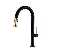 Kitchen Faucet with Hot and Cold, Pull Down Kitchen Faucets, Dual Mode Water Outlet Splash Proof RV Tap, Rotatable All-Copper Pull-Out Bar Sink Taps, Ceramic Valve Core