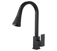 Kitchen Faucet with Pull Down er Brass Kitchen Sink Faucet Commercial Modern Hot and Cold Water Pull Out Kitchen Faucets Deck Mounted Sink Taps,Black,Black