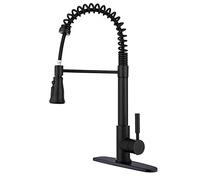 Kitchen Faucet with Pull Down Sprayer 3-Function Spring Pull Out Kitchen Sink Brass Single Handle Hot and Cold Kitchen Mixer Tap with Deck PlateGold,Nero