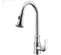 Kitchen Faucet with Pull Down Sprayer 360°Crank Retractable 2-Function Sprayer countertop Faucet (Chrome)