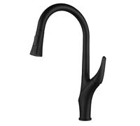 Kitchen Faucet with Pull Down Sprayer Brass Pull Out Kitchen Sink Faucet with 2 Mode Sprayer, Cold and Hot 360° Swivel Telescopic Kitchen Mixer Tap, Single Handle Single Hole,Black