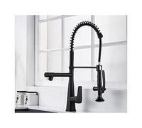 Kitchen Faucet with Pull Down Sprayer,Brass Sink 2 Functions Sprayer,Deck Mounted 360° Rotation Mixer Taps, Single Handle Hole,Brushed,A(Nero,B)