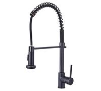 Kitchen Faucet with Pull-Down Sprayer, Dual-Mode Hot & Cold Water, G1/2 Connection, Black Spring Design, Modern Kitchen Sink Mixer Tap