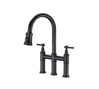 Kitchen Faucet with Pull Down Sprayer Pull Out Kitchen Faucets Modern Commercial Brass Kitchen Sink Faucet Hot and Cold Water Deck Mounted Sink Tap, Two Handle,Chrome(Matt Black)