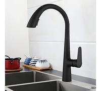 Kitchen Faucet with Pull Down Sprayer,Single Handle Hot and Cold Water Mixer with 2 Spout Modes,Pull Down Kitchen Faucet,Kitchen Faucet Single Hole,Black (Color : Nero)
