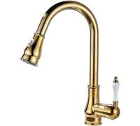 Kitchen Faucet with Pull-Down Sprayer, Swivel Spout, Single Handle Hot and Cold Water Mixer Tap, Elegant Design for Home Use, Vintage Retro Style