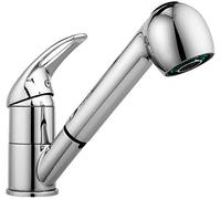 Kitchen Faucet with Pull-Out Hand, Multifunction Single Lever Mixer Tap with 360° Swivel Spout, Adjustable Cold and Hot, Chromed Brass, Silver