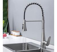 Kitchen Faucet with Pull Out Spray, Kitchen Sink Mixer Faucets Stainless Steel Rotating Telescopic Hot and Cold Water Multifunctional Pull Out Kitchen Mixer Faucet-Drawing
