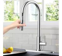 Kitchen Faucet with Pull Out Spray,Stainless Steel Kitchen Sink Faucet,Kitchen Mixer Tap with Removable Base,360° Swivel,2 Water Modes Cold and Hot Available