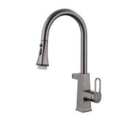 Kitchen Faucet with Pull Out Sprayer, Faucet for Kitchen Sink, Kitchen Mixer Tap, Brass Kitchen Faucet Single Handle, Modern Kitchen Faucet with Temperature Display,Gun Gray