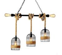 Kitchen Faucet Wrought Iron Twine Birdcage Chain Pendant Lamp Lampshade Industrial Retro Ceiling Light Fixture,Led Chandelier Lights