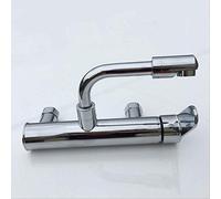 Kitchen Faucets Black Brass Wall Mounted Dual Hole Bathroom 360 Rotate Basin Faucet Cold Hot Water Sink Crane Mixer Taps Chrome 370mm Heavy Duty