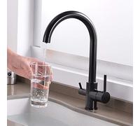 Kitchen Faucets Black Drinking Water Filter Faucets Sink Mixer Tap with Aerator 360 Swivel Dual Handle Deck Mounted Filtered for Kitchen 3 Way