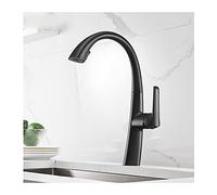 Kitchen Faucets, Brass Single Handle Sink Tap with Dual Function Pull Down Sprayer, 360 Degree Rotation Cold and Hot Water Mixer Tap,White (Color : Nero)