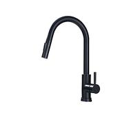 Kitchen Faucets Brushed Nickel Pull Out Sink Water Tap Deck Mounted Mixer Stream Sprayer Head Hot Cold Taps Easy to Install(BlackB)