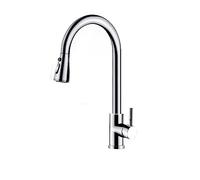 Kitchen Faucets Brushed Nickel Pull Out Sink Water Tap Deck Mounted Mixer Stream Sprayer Head Hot Cold Taps Easy to Install(Chrome)