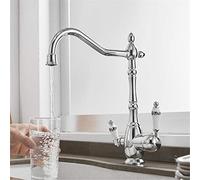 Kitchen Faucets Chrome Drinking Water Filter Faucets Sink Mixer Tap 360 Swivel Dual Handle Deck Mounted Filtered Crane for Kitchen 3 Way Retro Style LWX