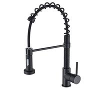 Kitchen Faucets Commercial Solid Brass Spring Kitchen Sink Faucet with Dual Function Pull-Down Spray Head, Single Handle Stretchable Hot and Cold Mixer Tap,Black(Nero)