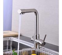 Kitchen Faucets Drinking Water Filter Faucets Sink Mixer Tap 360 Swivel Dual Handle Deck Mounted with Aerator Filtered Crane for Kitchen 3 Way