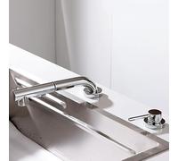 Kitchen Faucets Folding Inside Window Swivel 2 Holes Brass 2 Modes Kitchen Sink Mixer Faucet Folding-Chrome Plated