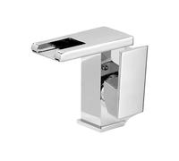 Kitchen Faucets, LED Bathroom Faucet Waterfall Black/Chrome/Gold Modern Single Handle, 1 Hole Deck Mount Mixer Tap Commercial Lever Basin Vanity(Chrome)