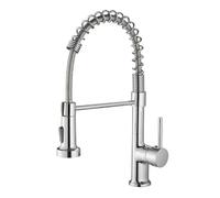 Kitchen Faucets Silver Brass for Sink Single Lever Pull Out Spring Spout Mixers Tap Hot Cold Water,Chrome,China