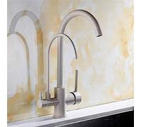 Kitchen Faucets Solid Brass Crane for Kitchen Purified Water Filter Tap Three Ways Sink Mixer 3 Way Filtered Crane for Kitchen Dual Handle 360 Swivel,Black,Beige with Dot-A