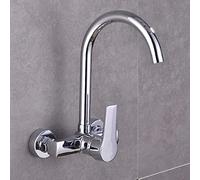 Kitchen Faucets Wall Mount Double Hole Hot and Cold Mixed Rotable Brass Kitchen Sink Faucet Chrome Plated-A(A)