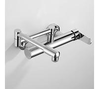 Kitchen Faucets Wall Mounted Brass Folding Telescoping Hot and Cold Rotating Kitchen Mixer Faucet-Black